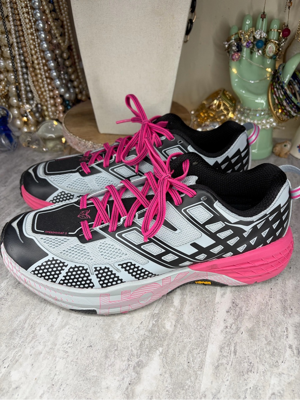 Hoka One One Speedboat 2 Women's Running Shoes Size 9.5 Pink Gray Sneakers Gym